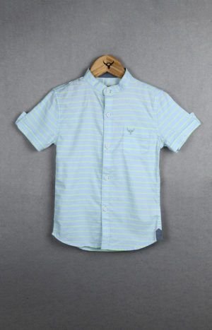 Boys Half Sleeve Mandarin Collar Cotton Shirt