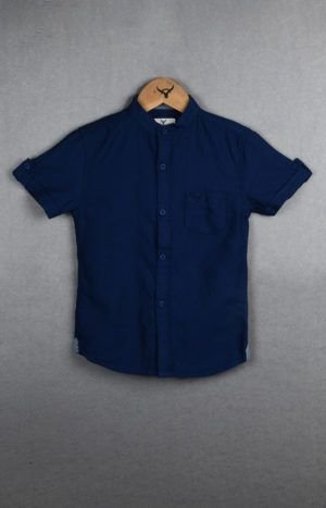 Boys Half Sleeve Mandarin Collar Cotton Shirt