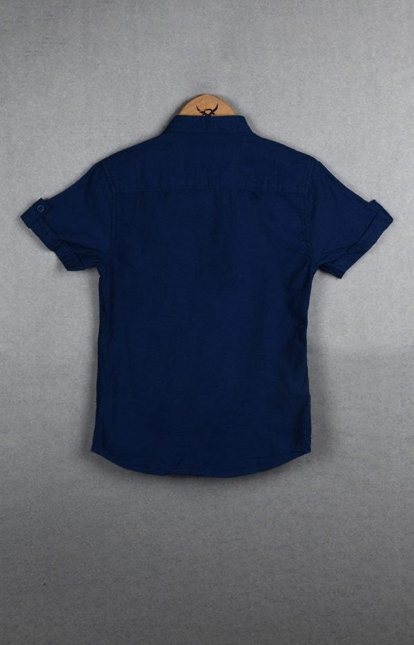 Boys Half Sleeve Mandarin Collar Cotton Shirt - Image 2