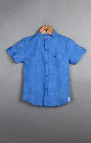 Boys Half Sleeve Mandarin Collar Cotton Shirt