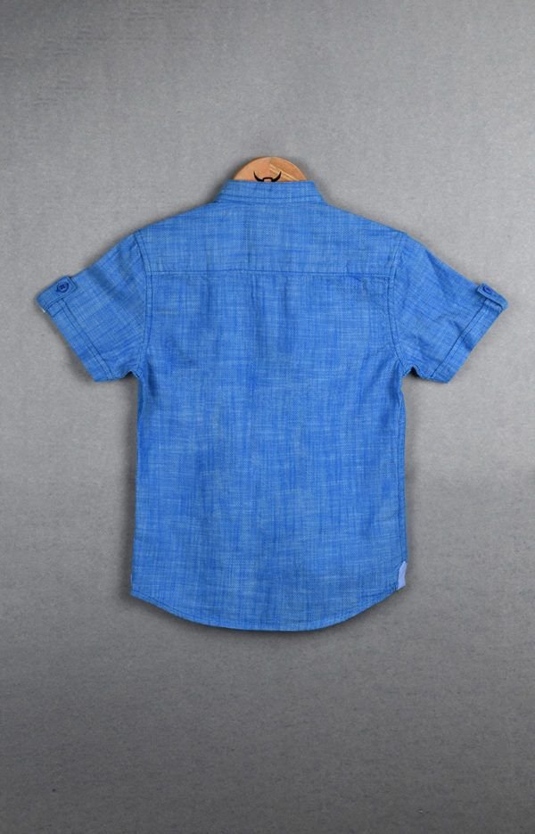 Boys Half Sleeve Mandarin Collar Cotton Shirt - Image 2
