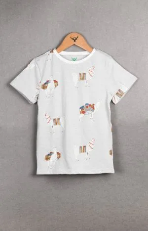 Boys Round neck Half Sleeve AOP Cotton T-shirt