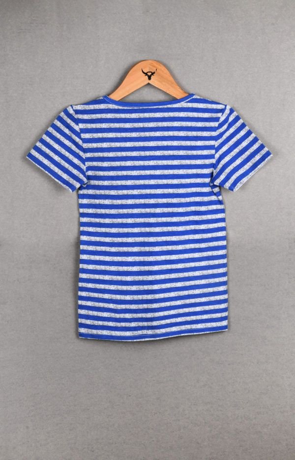 Boys Round Neck Half Sleeve Stripes Cotton T-shirt - Image 2