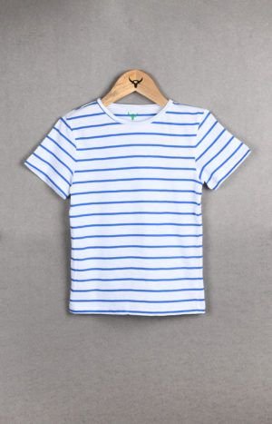 Boys Round Neck Half Sleeve Stripes Cotton T-shirt