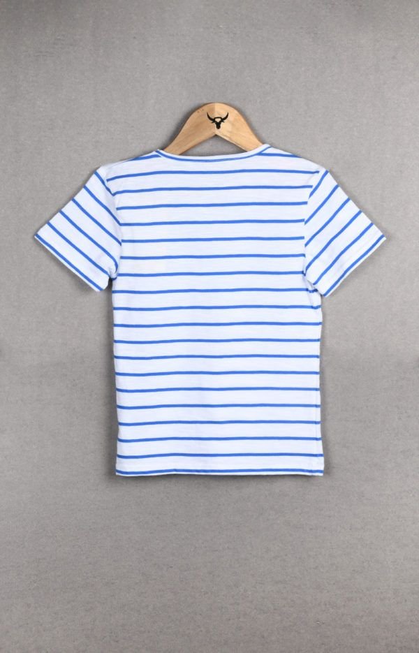 Boys Round Neck Half Sleeve Stripes Cotton T-shirt - Image 2