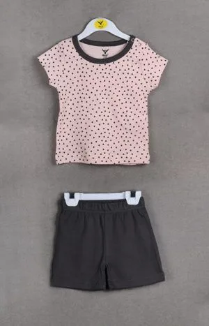 Baby Girl Cotton T-shirt with Shorts Set