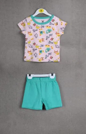Baby Girl Cotton T-shirt with Shorts Set