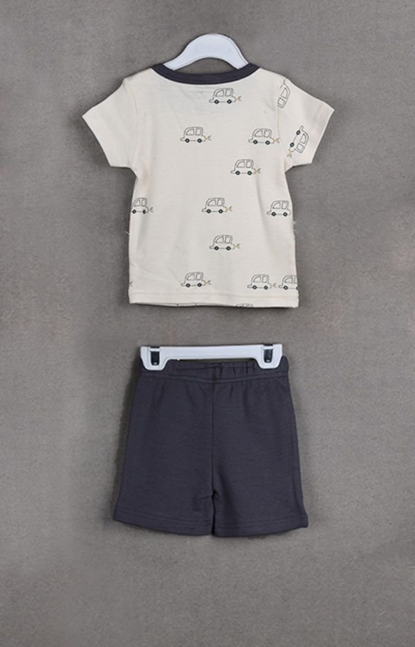 Baby Boy Cotton T-shirt with Shorts Set - Image 2