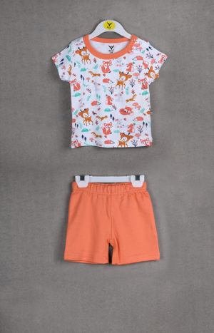 Baby Girl Cotton T-shirt with Shorts Set