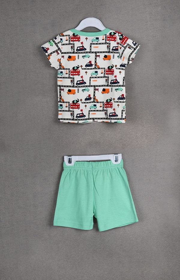 Baby Boy Cotton T-shirt with Shorts Set - Image 2