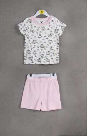 Baby Girl Cotton T-shirt with Shorts Set