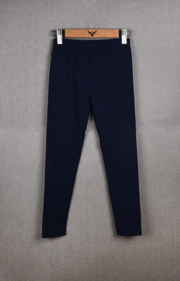 Girls Plain Cotton Lycra Leggings - Image 2